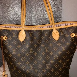 LV Neverfull MM Monogram Rose Ballerine
